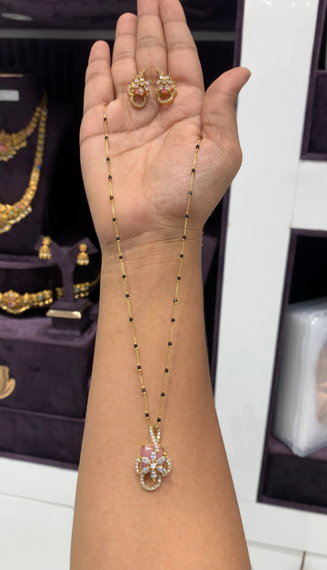 18inch italian chain black-beads with locket and earrings