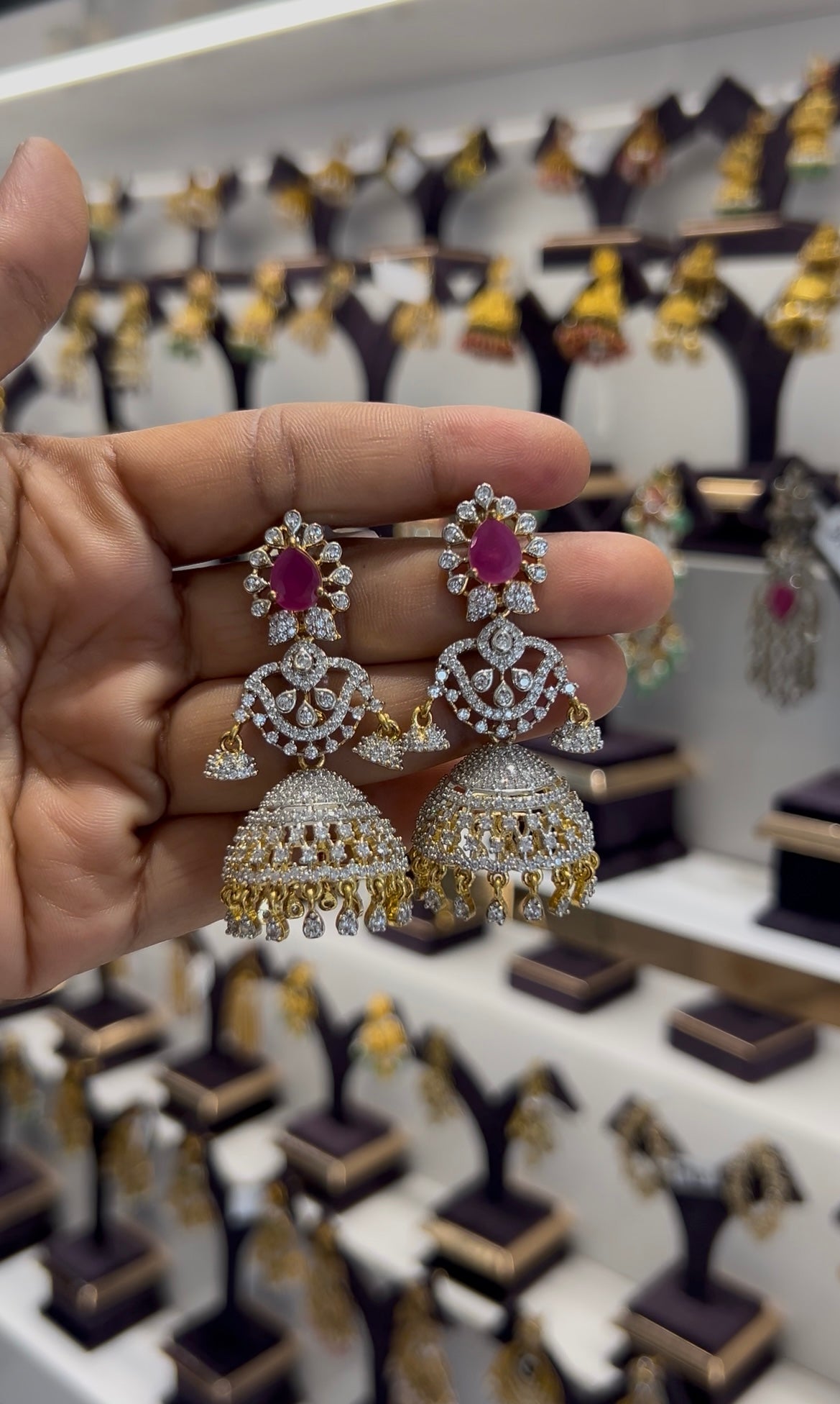 Beautiful ruby stone GJ polish jumkis with screwback
