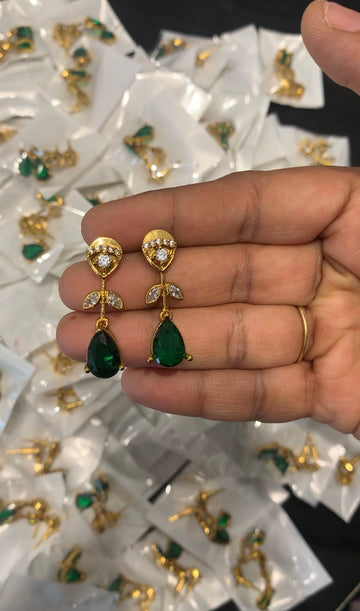 Beautiful green stone earrings with pushback