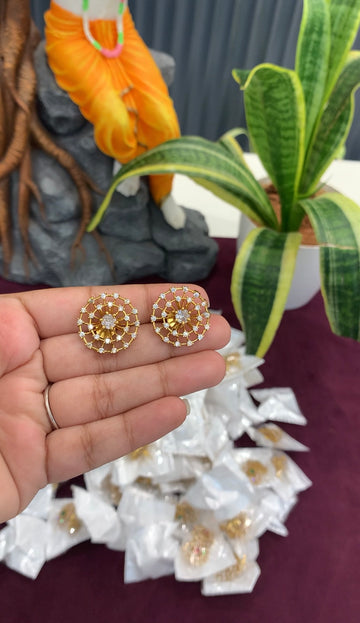 Beautiful white stone studs with pushback