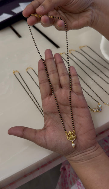 Beautiful Lakshmi devi idol black beads chain 18 inchs long
