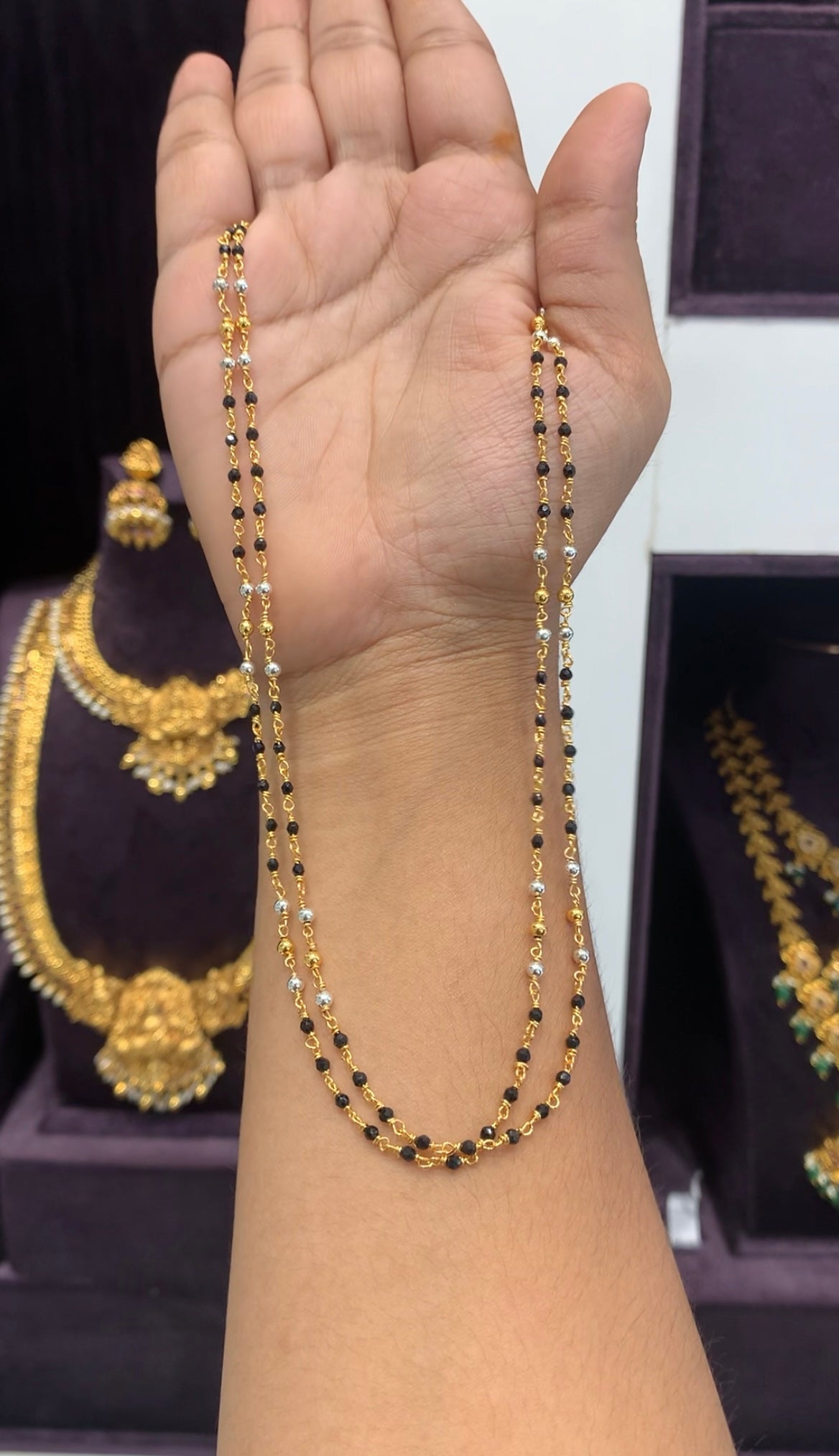 Beautiful handmaking 2 layers blackbeads mala 18 inchs long
