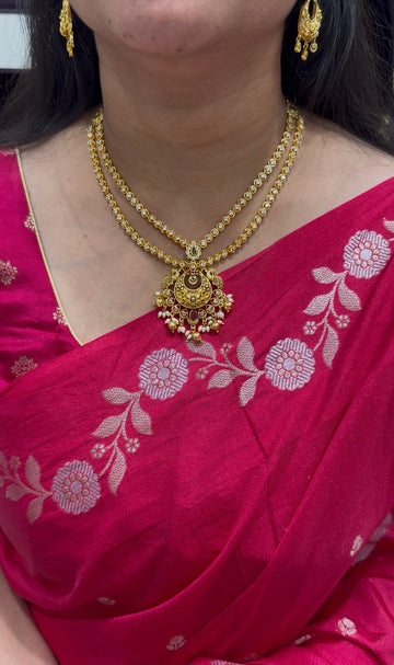 Beautiful chandbali model double step necklace with pushback earrings