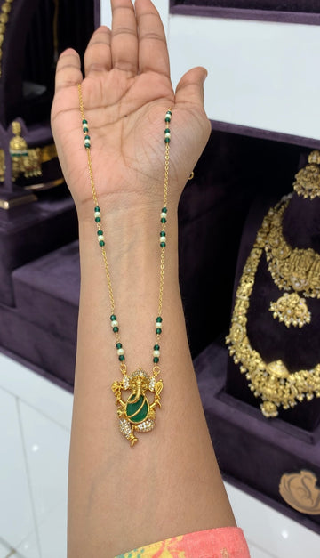 Beautiful ganesh pendent with handmaking beads & chandraharam chain 18 inchs long