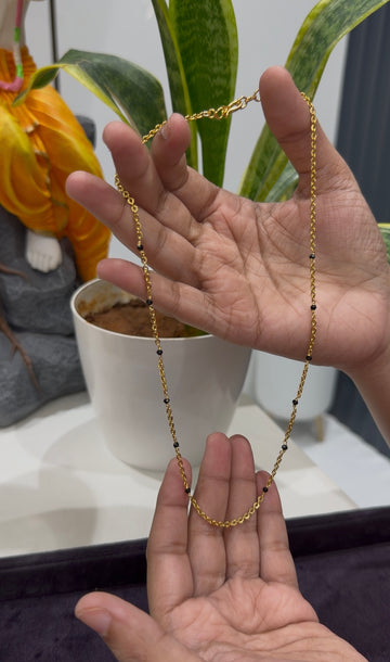 Beautiful simple handmaking chandraharam & blackbeads chain 18 inchs long