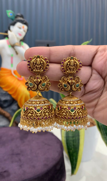 Beautiful Lakshmi devi jumkis with pushback