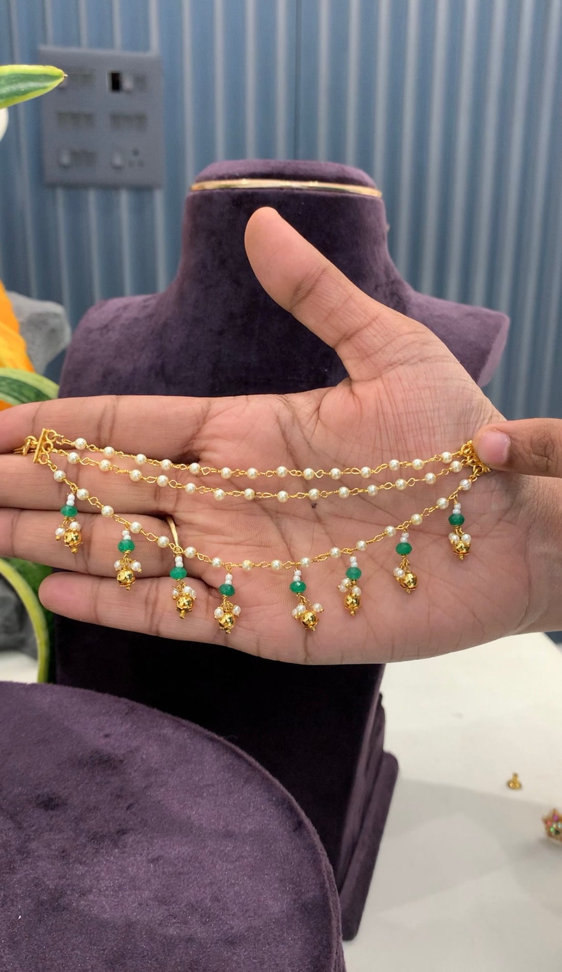 Beautiful handmaking 3 layers pearls champaswaralu