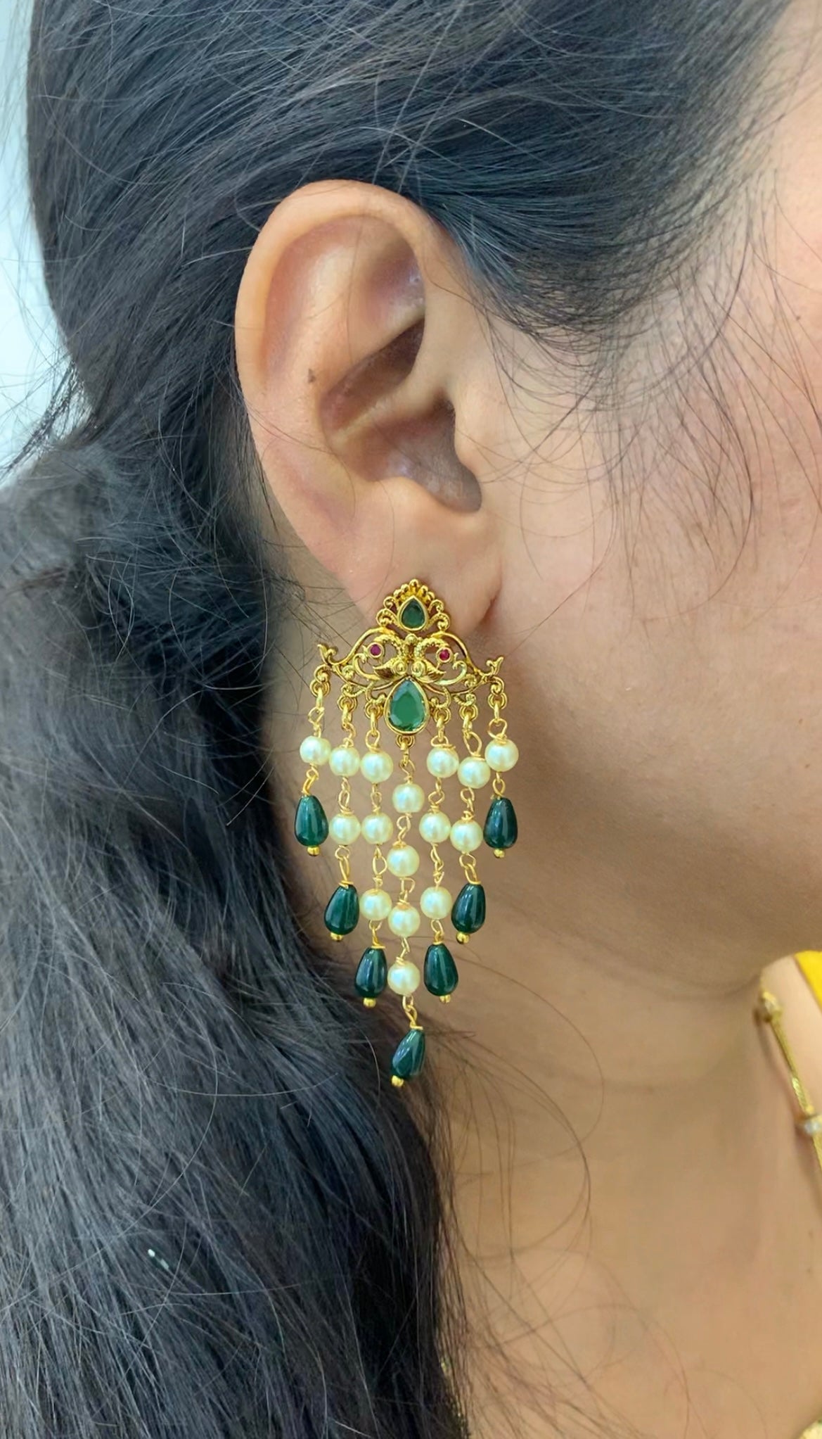 Beautiful pushback ear hangings with beads finishing