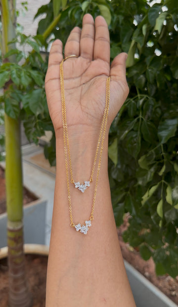 Because white stone locket with 2 layers chandraharam chain 18 inchs long