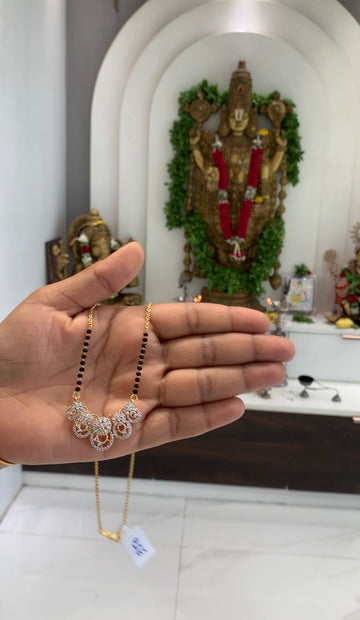 Beautiful GJ polish white stone pendant with handmaking blackbeads & chandraharam chain 18 inchs long