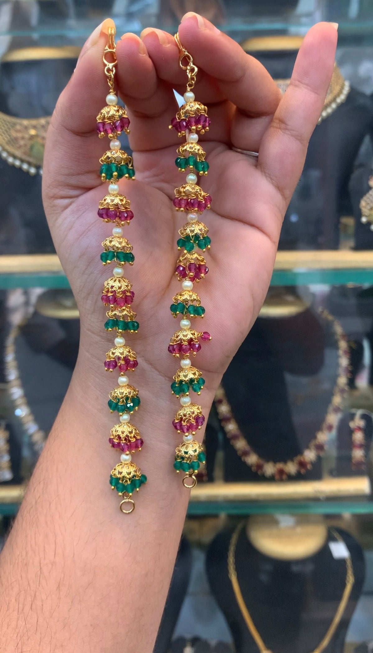 Beautiful multi colour beads matilu (ear chains)