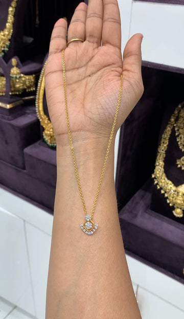 Beautiful white stones locket with chandraharam chain 18 inchs long