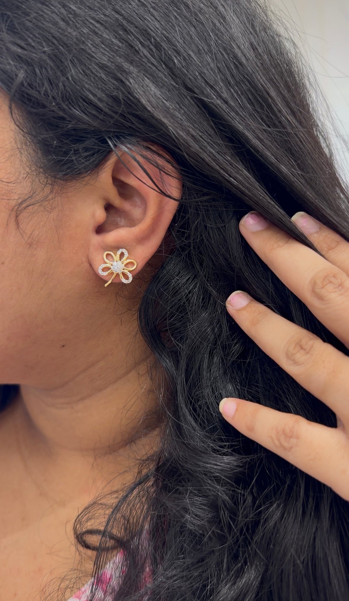 Beautiful white stone studs with pushback