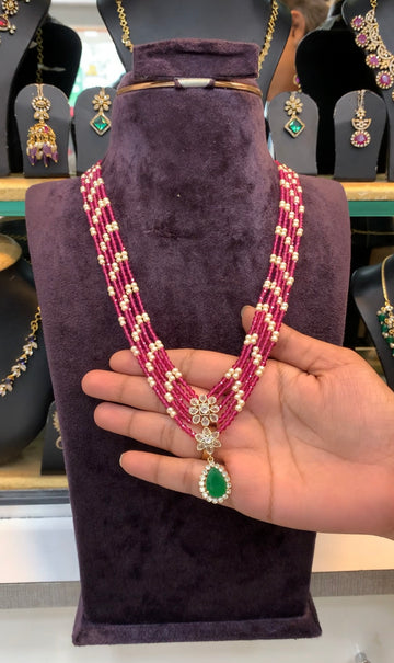 Beautiful pink & white beads 5 layers mala with simple locket