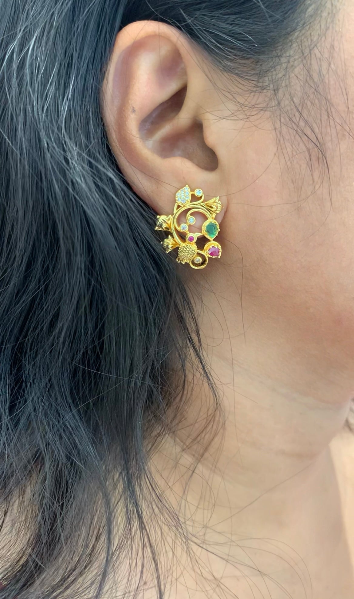 Beautiful multi colour stone studs with pushback