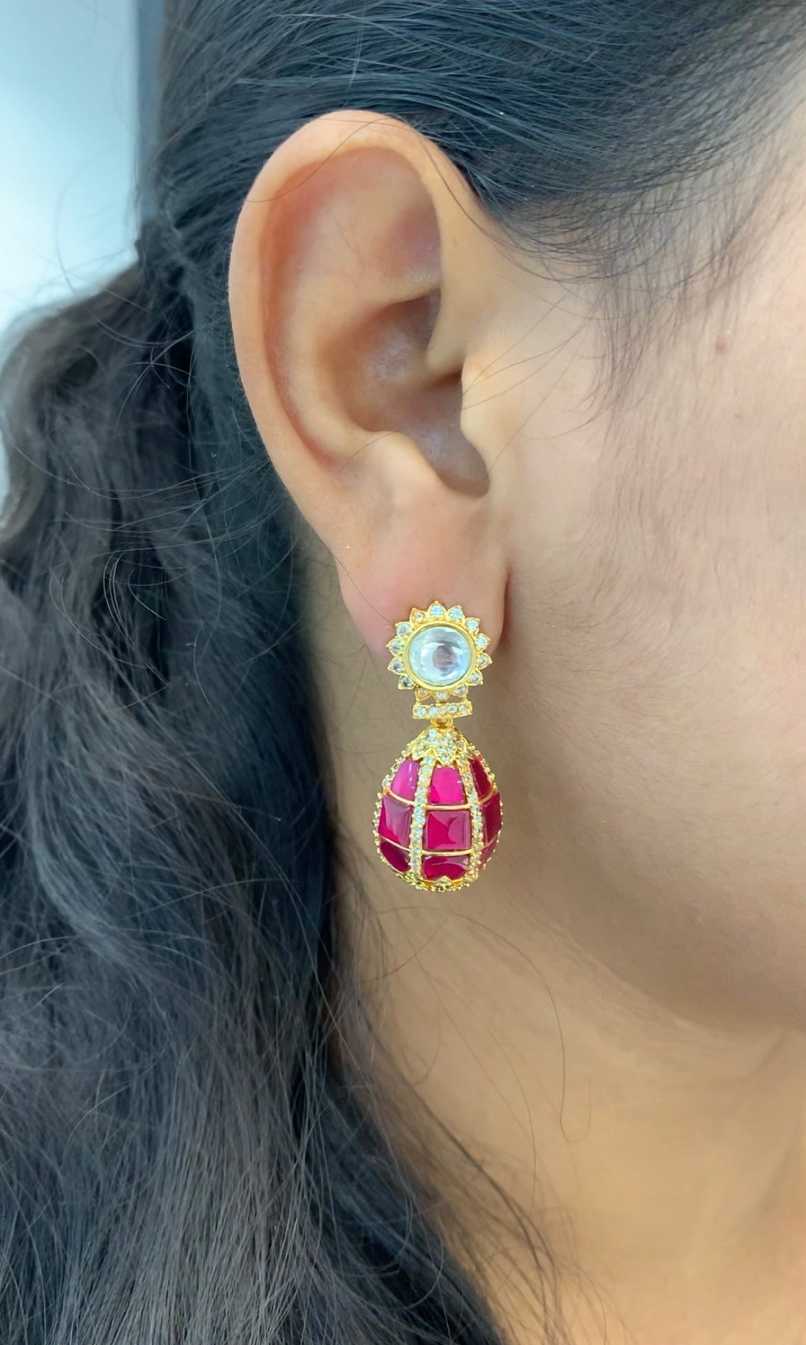 Beautiful jadau kundhan earrings with pushback