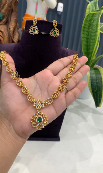 Beautiful white stones simple necklace with pushback earrings