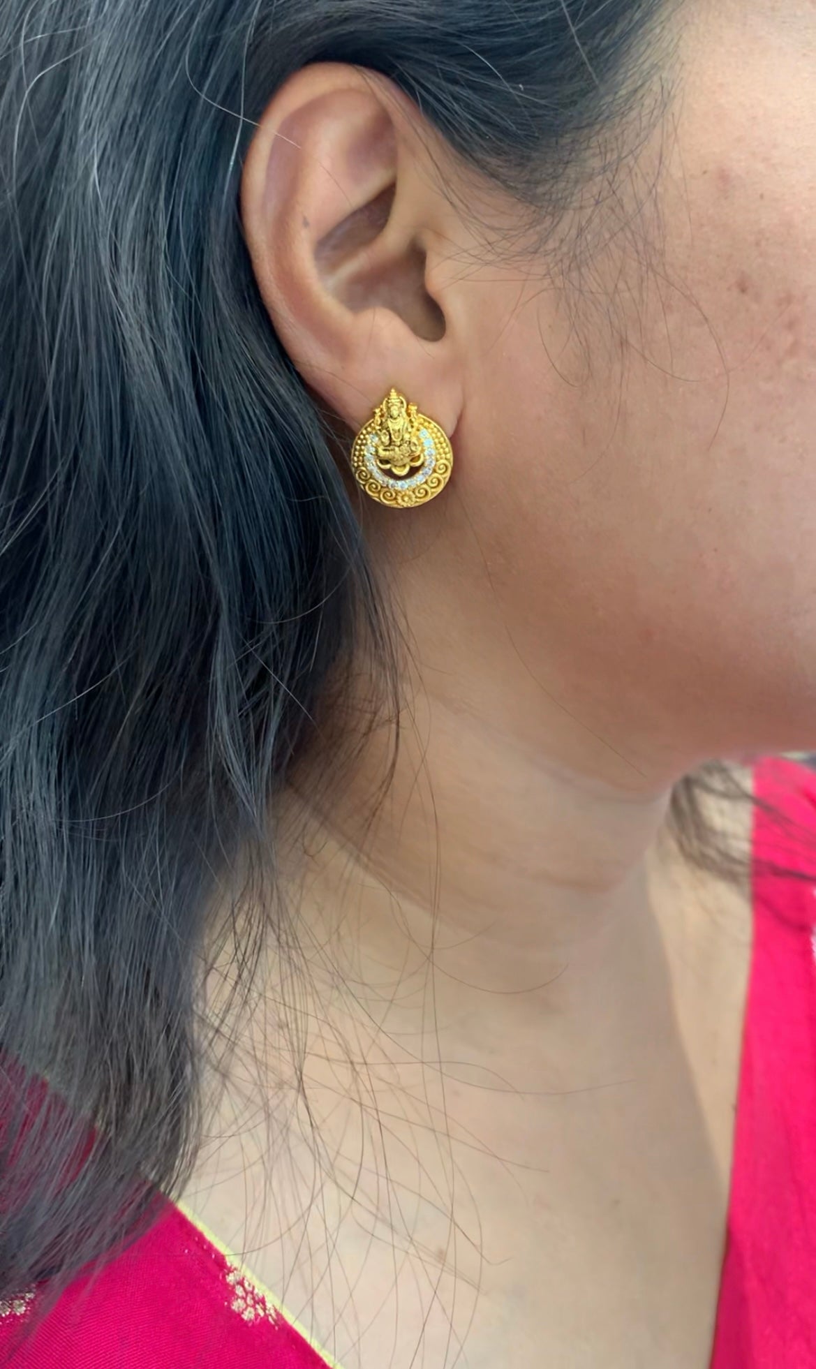 Beautiful Lakshmi devi studs with pushback