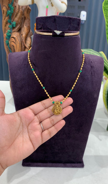 Beautiful simple gold balls chain with kasu model locket 18 inchs long