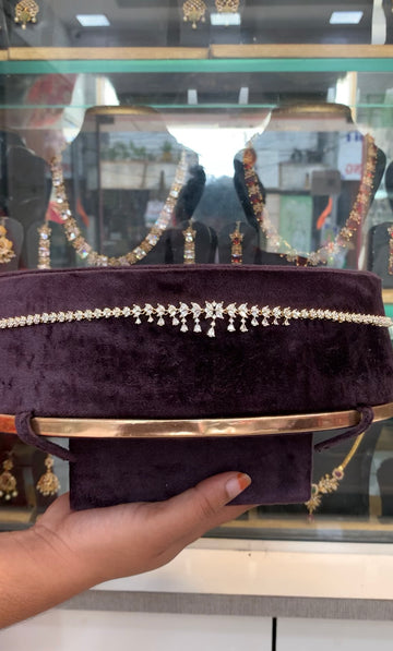 Beautiful simple CZ stones chain model hipbelt