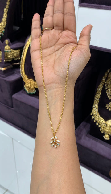 Beautiful white stone locket with chandraharam chain 18 inchs long
