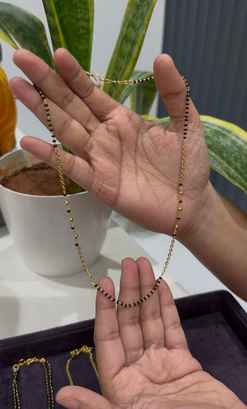 Beautiful simple handmaking chandraharam & blackbeads chain 18 inchs long