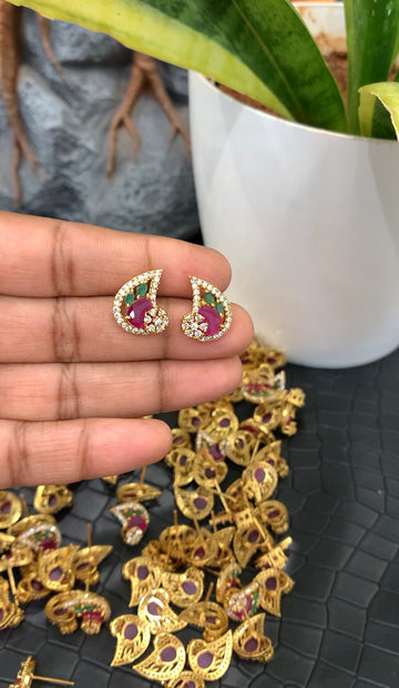 Beautiful multi colour CZ stone studs with pushback