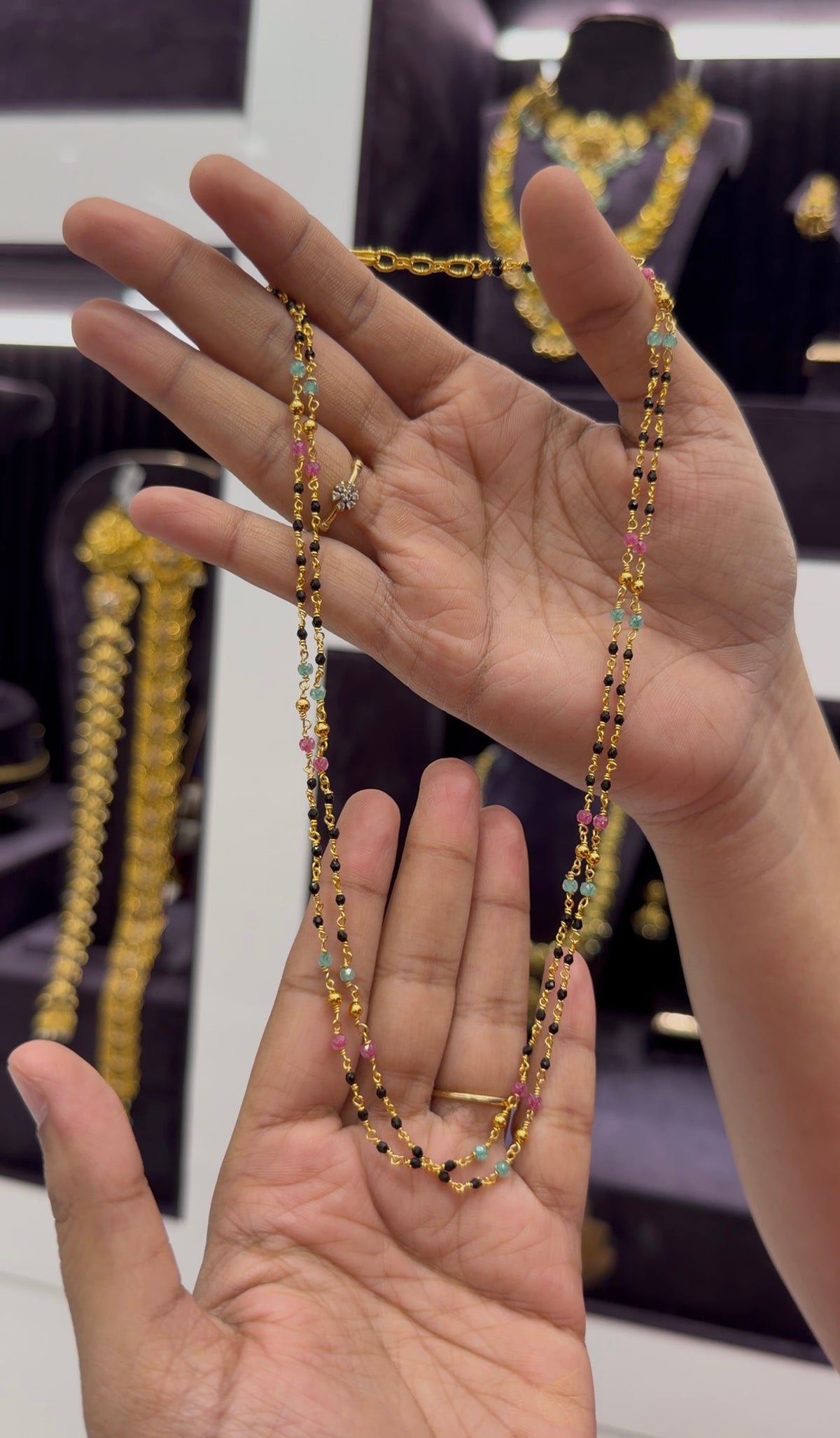 Beautiful handmaking 2 layers blackbeads mala 18 inchs long