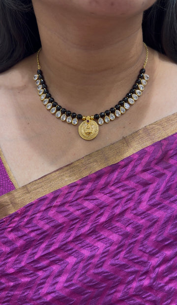 Beautiful black beads with locket neckset