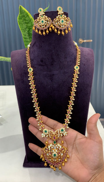 Beautiful uncut stone haram with pushback earrings