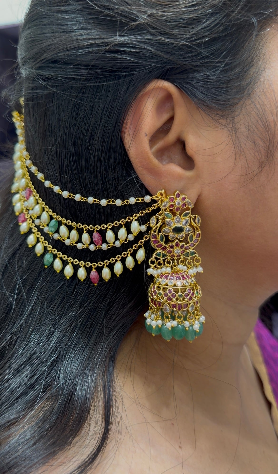 Beautiful handmaking chandraharam & beads 3 layers champaswaralu