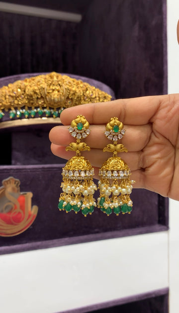 Beautiful CZ stone pushback jumkis with beads finishing