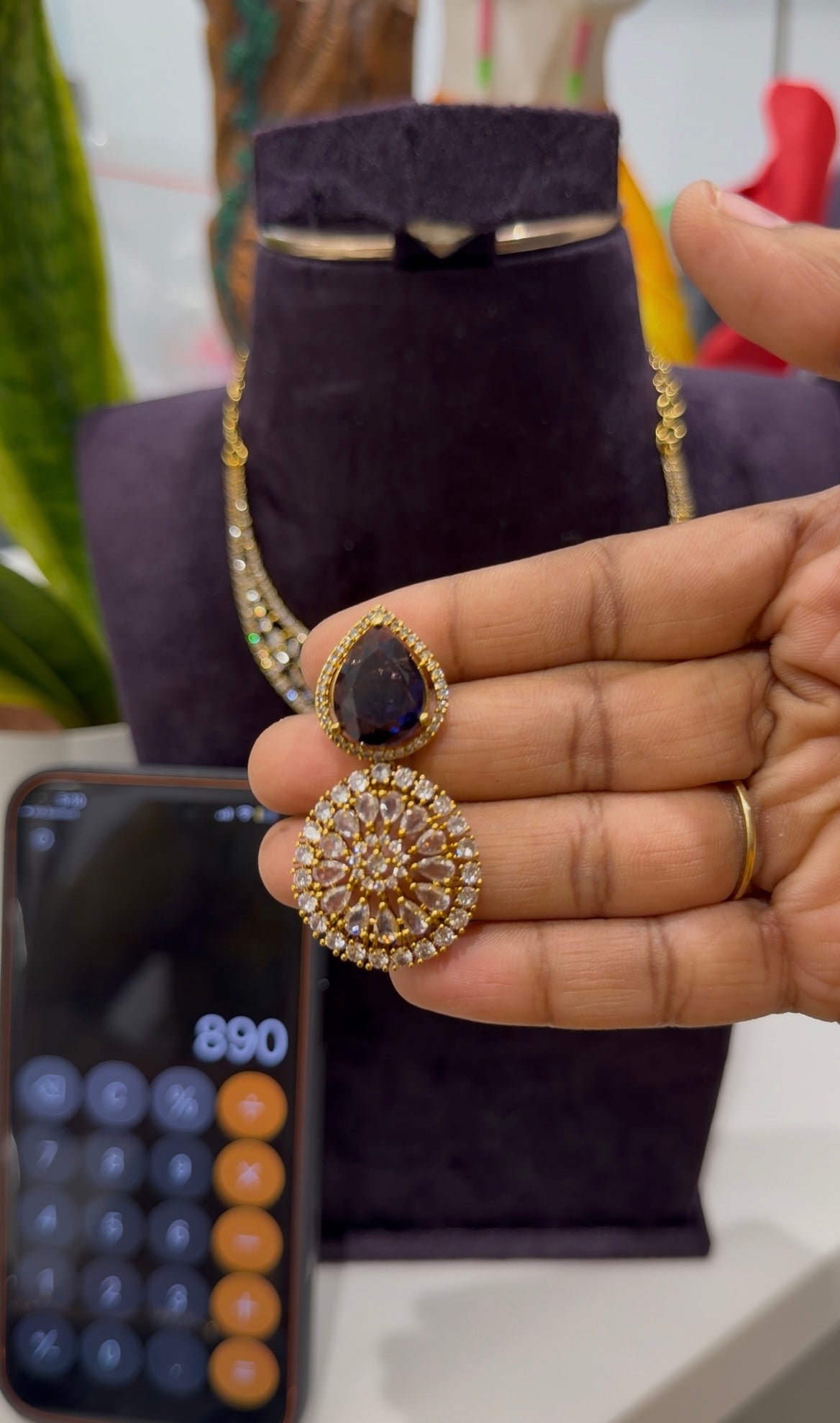 Beautiful kanti model CZ stones necklace with pushback earrings