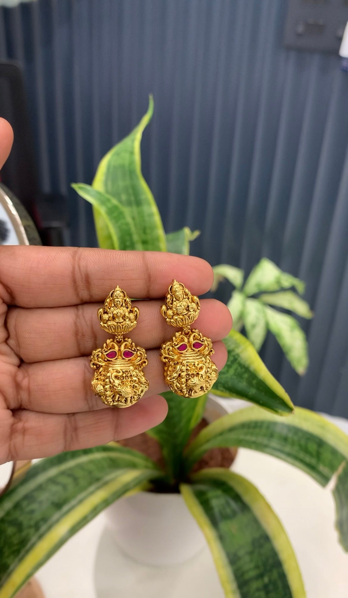Beautiful Lakshmi devi earrings with pushback