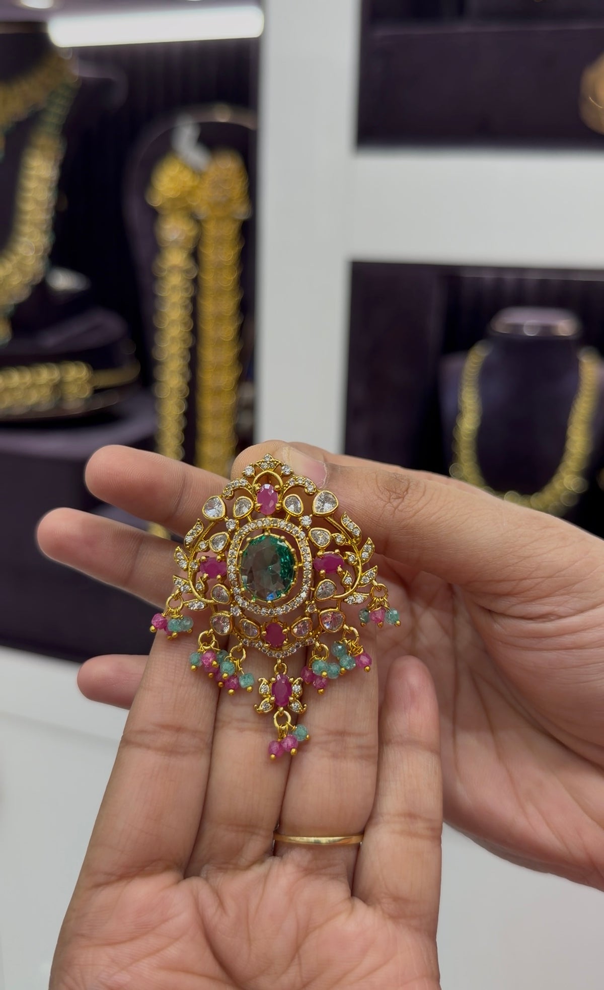 Beautiful multi color CZ stone pendant with backhook