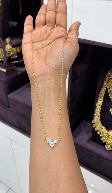 Beautiful white stone pendant with chandraharam chain 18 inchs long