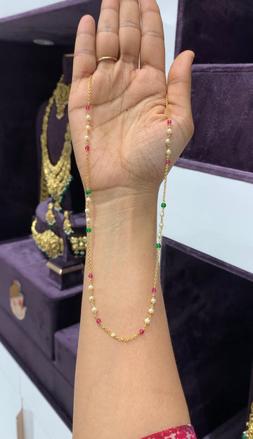 Beautiful handmaking chandraharam & beads chain 18 inchs long