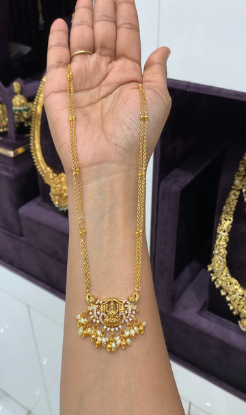 Beautiful Lakshmi devi pendant with chandraharam chain 18 inchs long