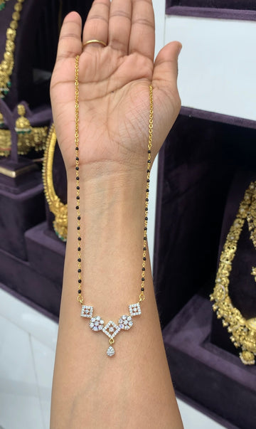 Beautiful Gj polish locket with blackbeads & chandraharam chain 18 inchs long