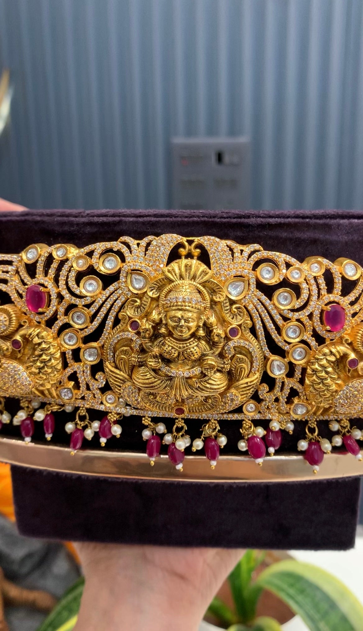 Beautiful CZ stones & lakshmi devi adult vaddanam