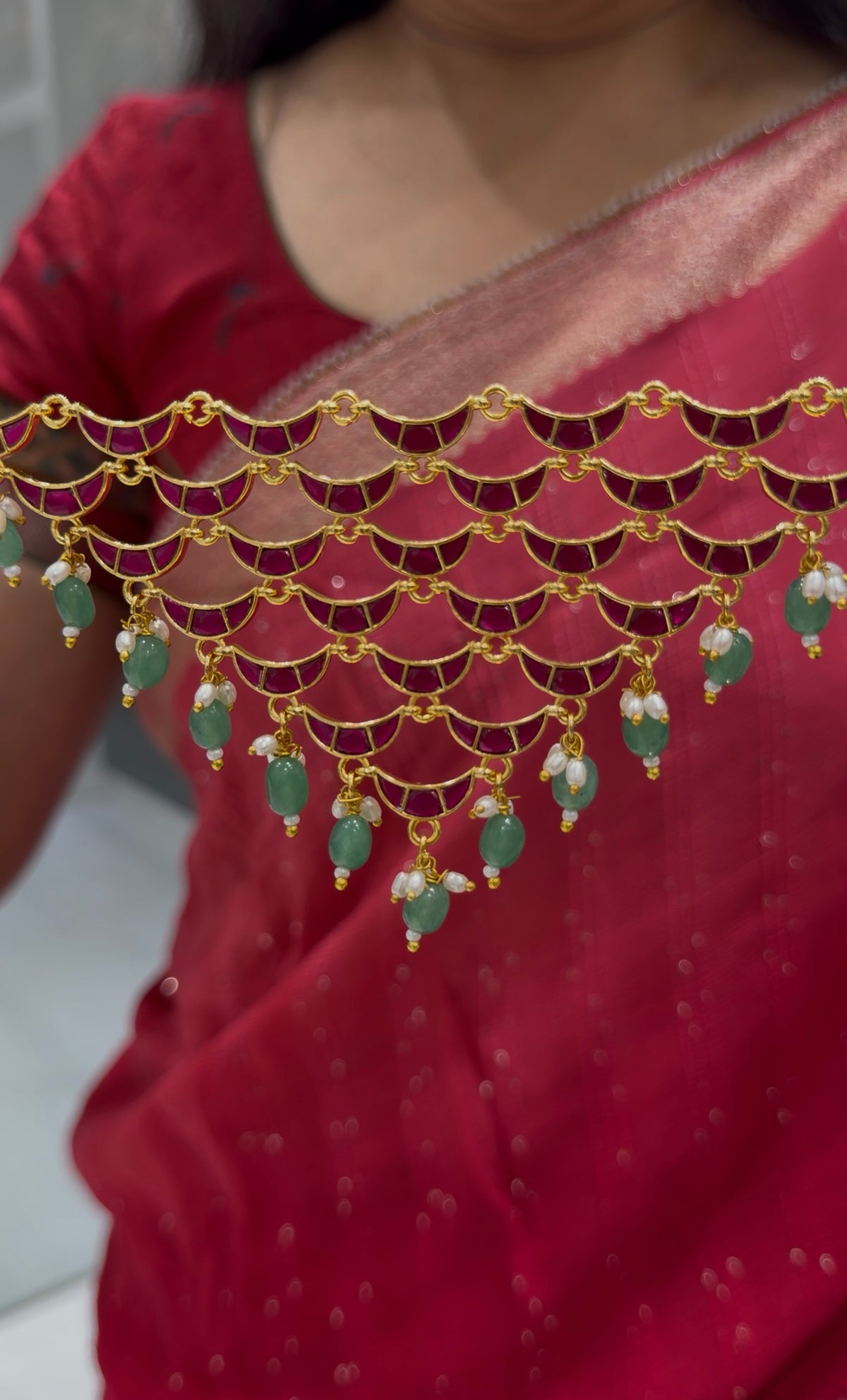 Beautiful jadau kundhan chocker set with pushback earrings