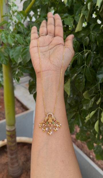 Beautiful Lakshmi devi pendant with chandraharam chain 18 inchs long