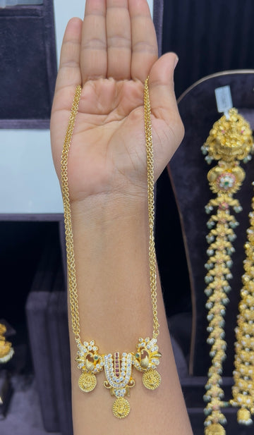 Beautiful Venkateswara swamy  namam pendant with chandraharam chain 18 inchs long