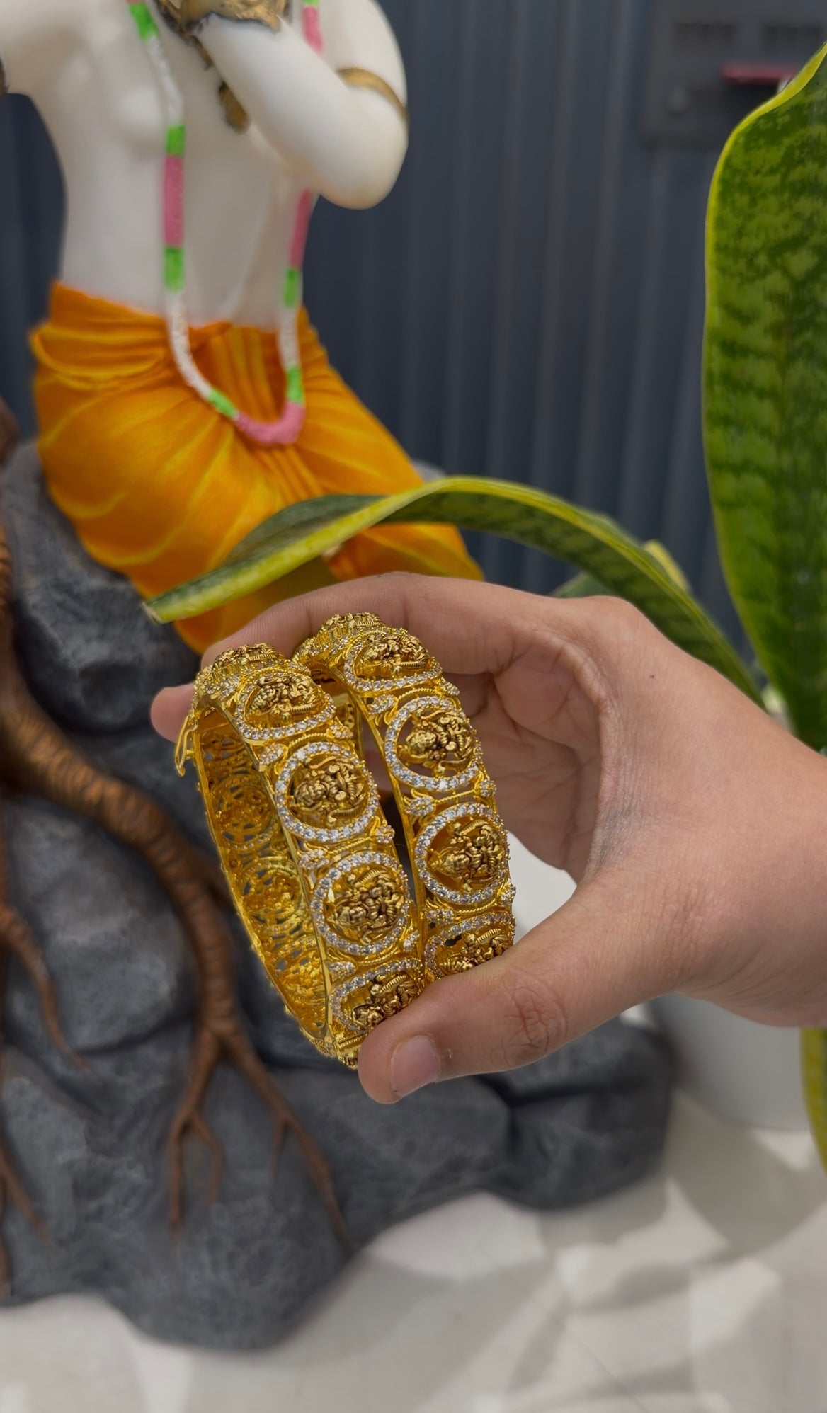 Because CZ stones & Lakshmi devi openable bangle (single bangle )