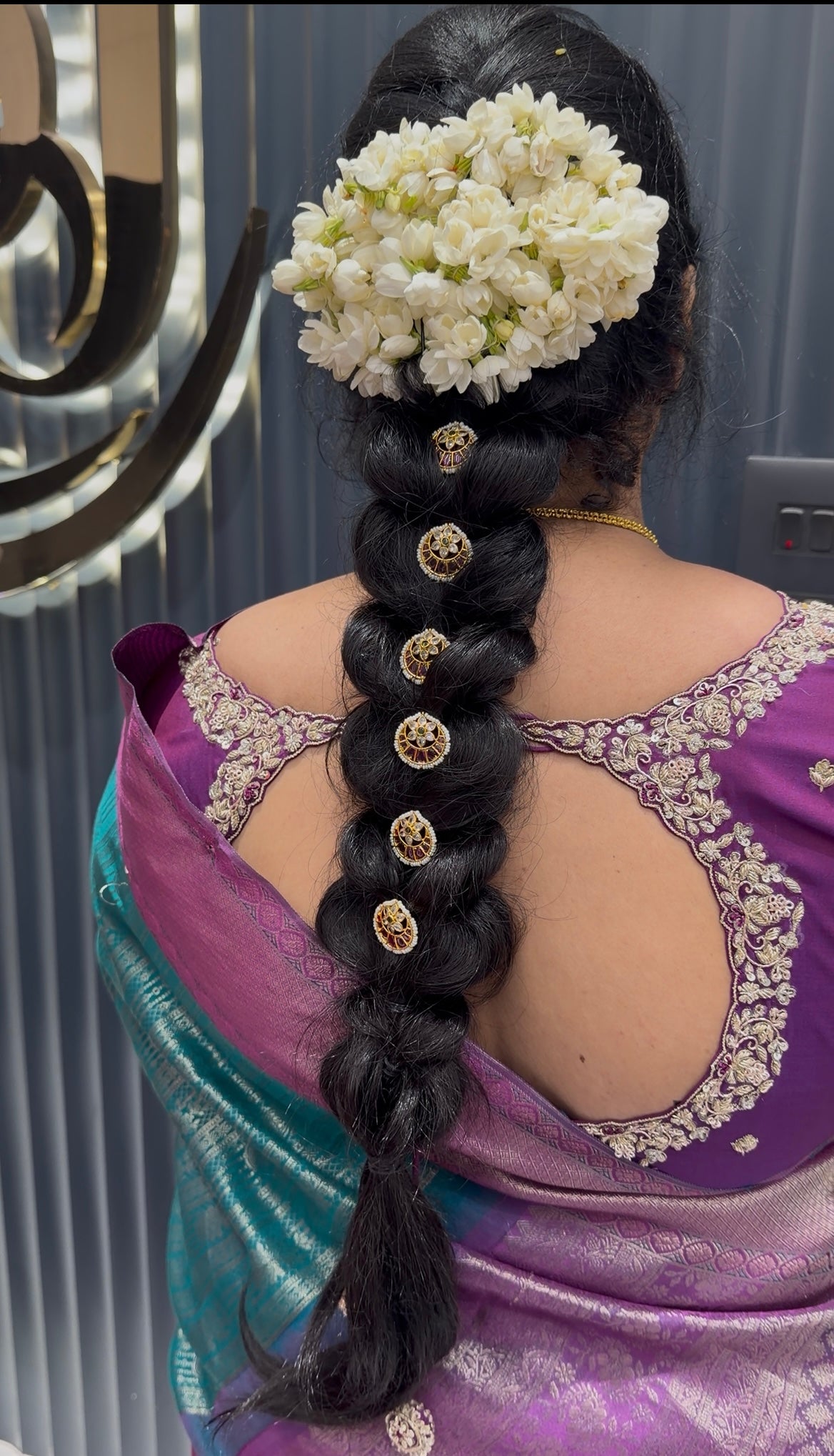 Beautiful jadau stone hair pins with back hook (set of 3 )