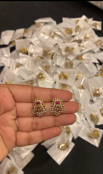 Beautiful pink and white stone studs with pushback