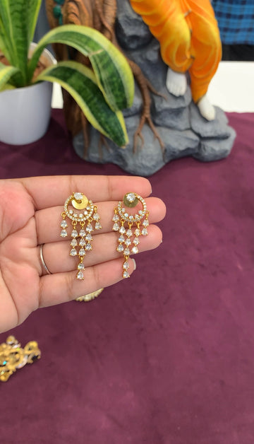 Beautiful CZ white stones earrings with pushback