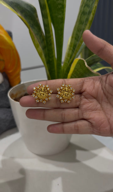 Beautiful Lakshmi devi studs with paushback