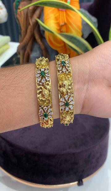 Beautiful CZ stones & elephant design bangles