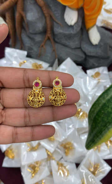 Beautiful ruby stone kasula model earrings with pushback